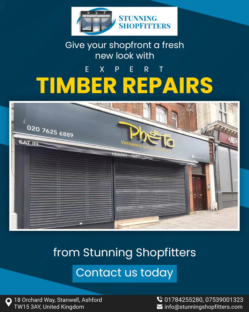 stunningshop1's tweet image. 🏢 Restore, repair &amp;amp; enhance your timber shopfront! 🛠️
 Premium materials &amp;amp; expert craftsmanship! 
💼 Make a lasting impression on your customers!
 
📞 Contact us today for a consultation!
🌐 stunningshopfitters.com
☎️ 07539001323

#timbershopfront #shoprestoration #timberrepair