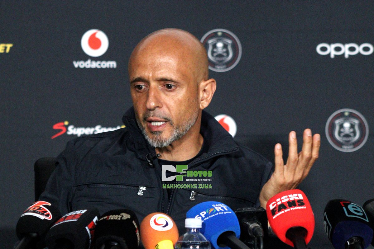 #BetwayPrem Post-Match Press Conference with Mamelodi Sundowns coach Miguel Cardoso after the 2-1 defeat against Orlando Pirates at FNB Stadium in Johannesburg on Sunday, 16 March 2025. #DiskiFhotos #MiguelCardoso #MamelodiSundowns #Johannesburg #FNBStadium #KaBoYellow