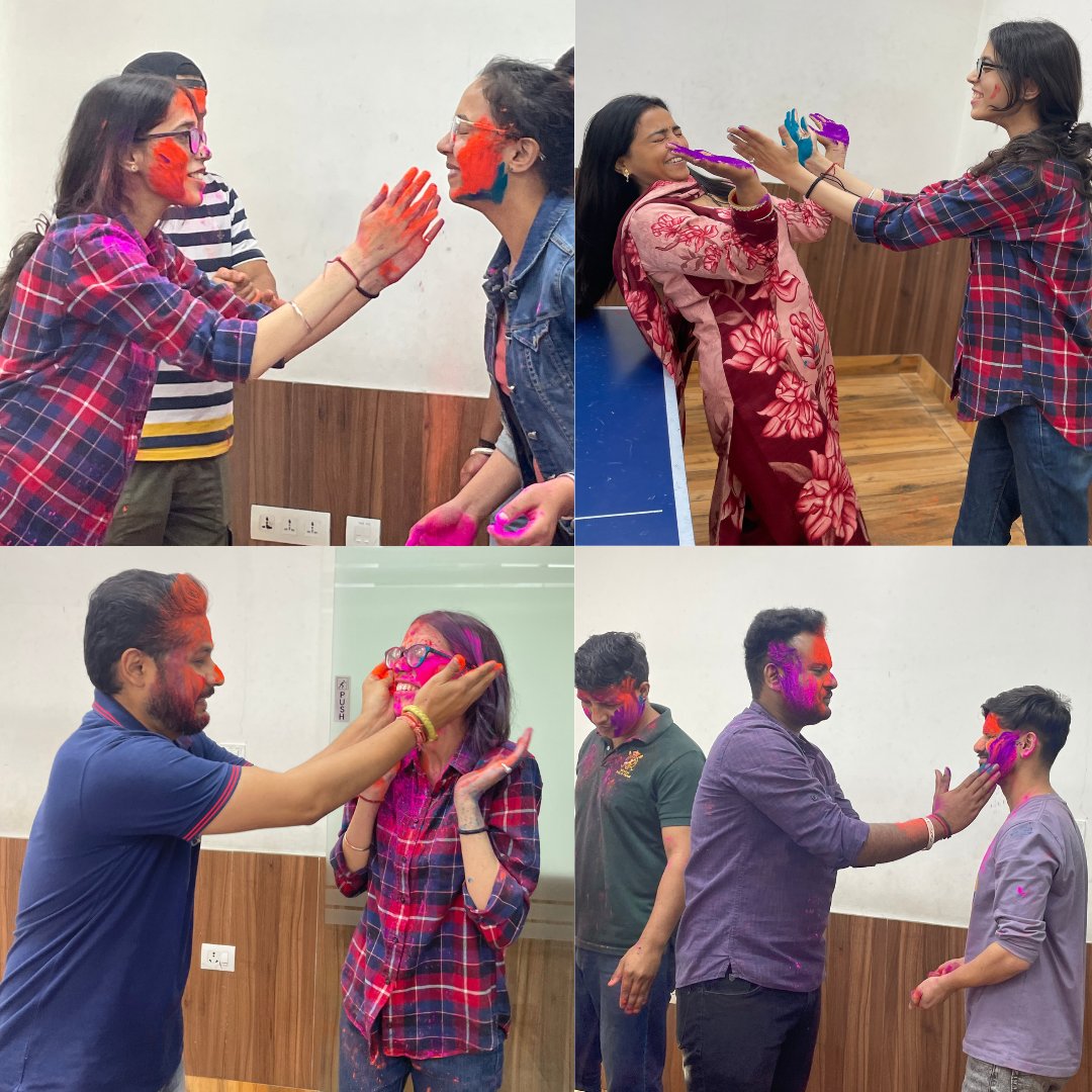 ucodesoft's tweet photo. 🎨Holi Festivities at #UcodeSoft!🌈
Holi isn’t just about colors; it’s about celebrating togetherness, fun, and positivity!📷
A day filled with joy, unity, and festive cheer at UCodeSoft Solutions.
#WorkplaceHappiness #TogetherWeGrow #HoliCelebration #OfficeFun #ucodesoft #letsplayholi