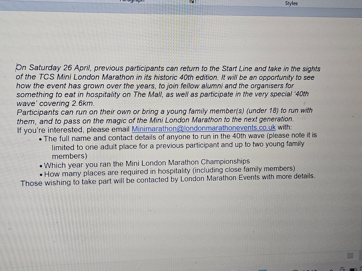To all those who competed for Haringey in London Mini Marathon over the 39 years, your chance to run 40th year event ,and I will still be your Team manager 40 years unbroken