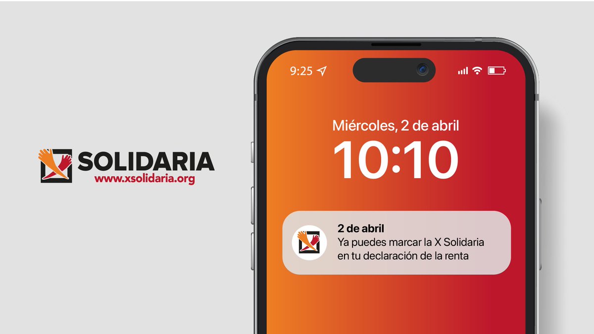 📢 ¡Atención! Esto no es un simulacro: a partir del 2 de abril, ya puedes marcar la #Casilla106 de Fines Sociales en tu declaración de la renta. ¡Apúntatelo en tus recordatorios y ayuda a quienes más lo necesitan! Marca la <a href="/XSolidaria/">XSolidaria</a>