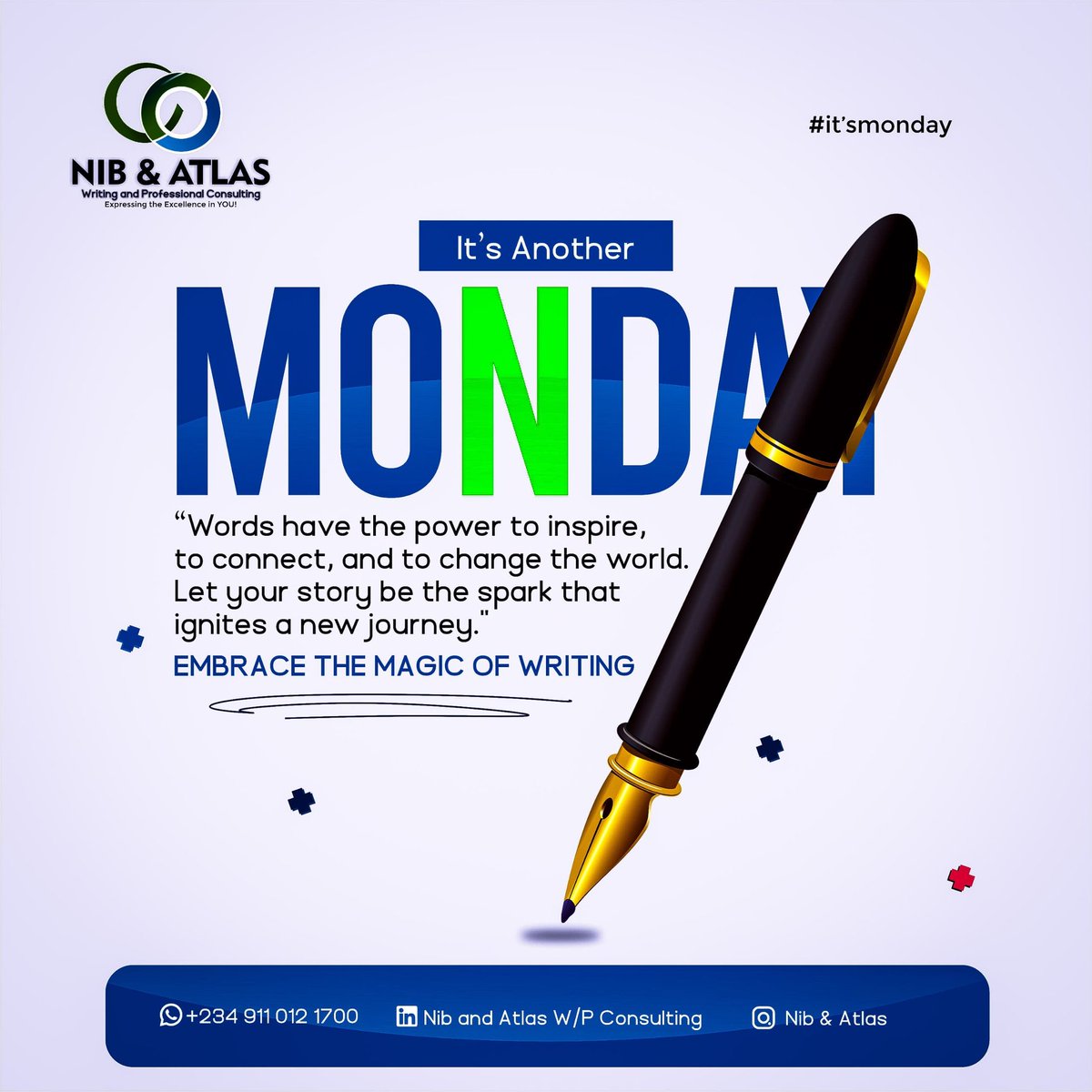 NibandAtlas's tweet photo. From Us To You! 

"Words have the power to inspire, to connect, and to change the world. Let your story be the spark that ignites a new journey."

Embrace the magic of writing! ✍️✨. Happy new week.

#MondayMotivation
#nibandatlas
#writingagency https://t.co/iKlJMI8MWL