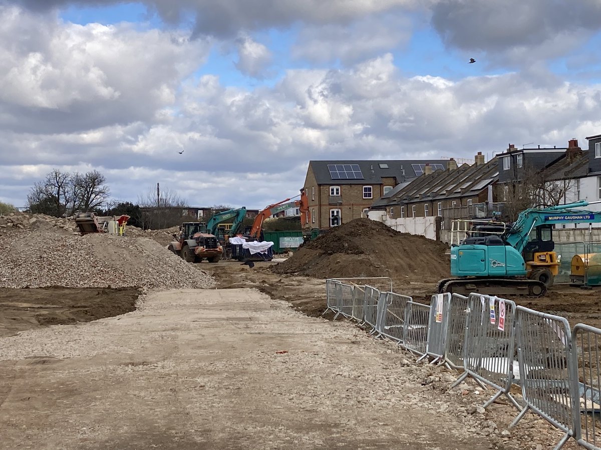 twickerati's tweet photo. Former Greggs site in Twickenham being flattened ready for new housing. Hoping they name roads Donut Close and Sausage Roll Way in tribute. https://t.co/Y6wbQVU0ds