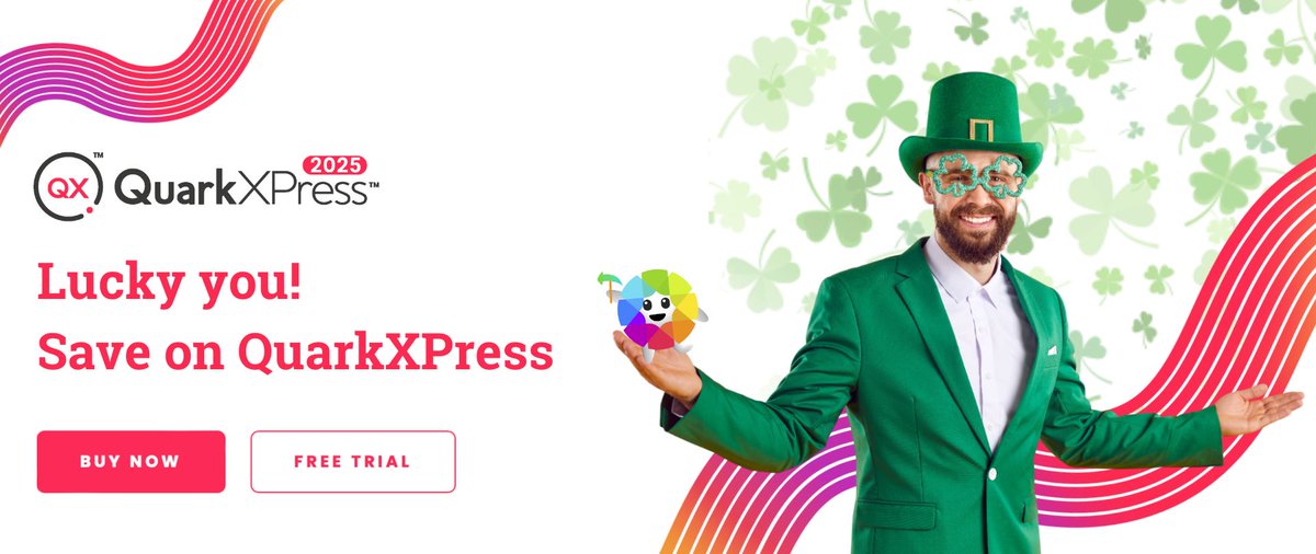 QuarkXPress's tweet image. Celebrate St. Patrick's Day with special discounts on QuarkXPress 2025! ☘️ 

QuarkXPress gives you more time to design and focus on creativity. Buy Now or Start a 7 Day Free Trial ➡️  buff.ly/3ZSgOIS

#QuarkXPress #StPatricksDay #AIFeatures #ContentGeneration #FontPairing