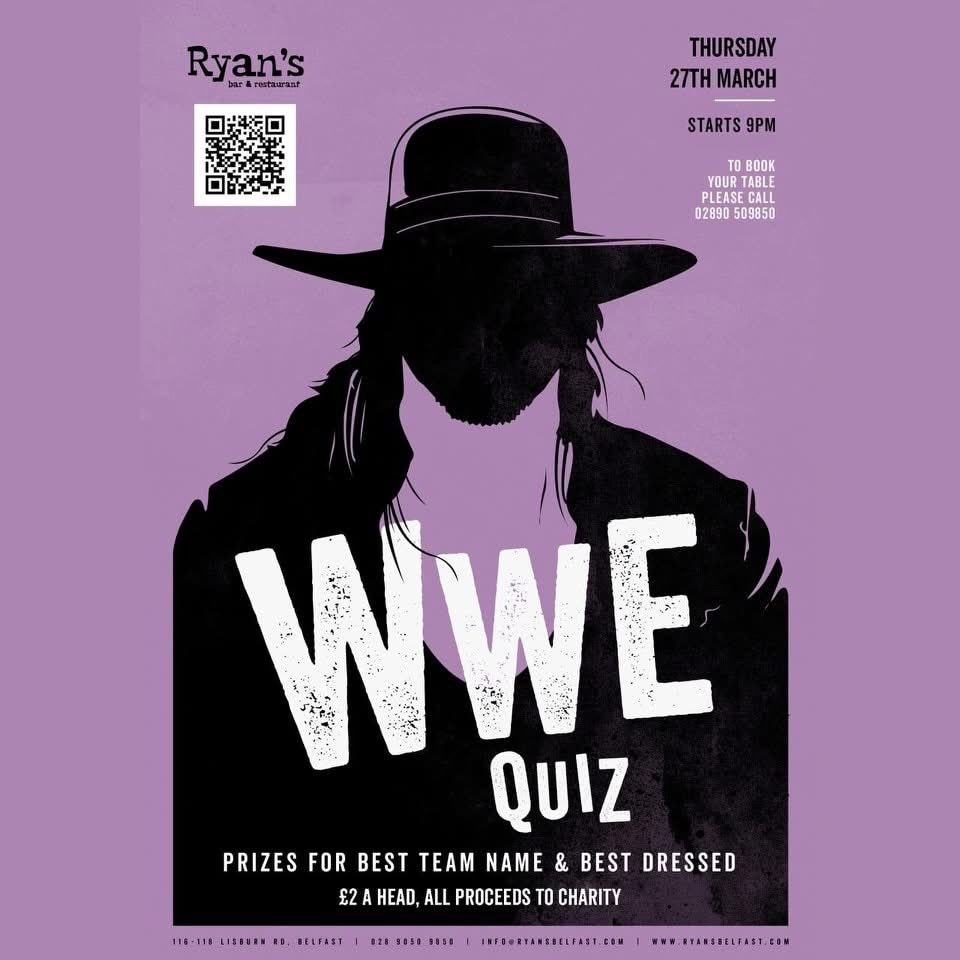 Awwwwwww Belfast!

Don't you dare be sour!

Clap for your world famous annual WWE quiz and feeeeeeel the powaaaaaaa!

WWE Quiz
Thursday 27th March
Starting at 9pm
