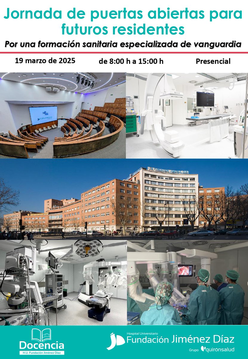 #Agenda 📆 Este miércoles organizamos nuestra jornada de puertas abiertas para futuros residentes. Te invitamos a conocer, de la mano de nuestros médicos residentes, tutores y jefes de Servicio, el funcionamiento de nuestras 44 unidades docentes f.mtr.cool/fykyyxvljq