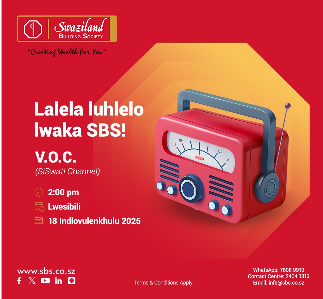 SBSswaziland's tweet image. 📻𝗦𝗕𝗦 𝗔𝘁 𝗩𝗢𝗖 | 𝗗𝗿𝗲𝗮𝗺 𝗯𝗶𝗴, 𝗯𝘂𝗶𝗹𝗱 𝗯𝗶𝗴𝗴𝗲𝗿! 📻

This Tuesday at 14:00, tune in to @VOC and learn how YOU can design your financial future!  Let’s turn dreams into reality and build wealth together. 

Don’t miss it 🚀 !

#CreatingWealthForYou #SBSAtVOC