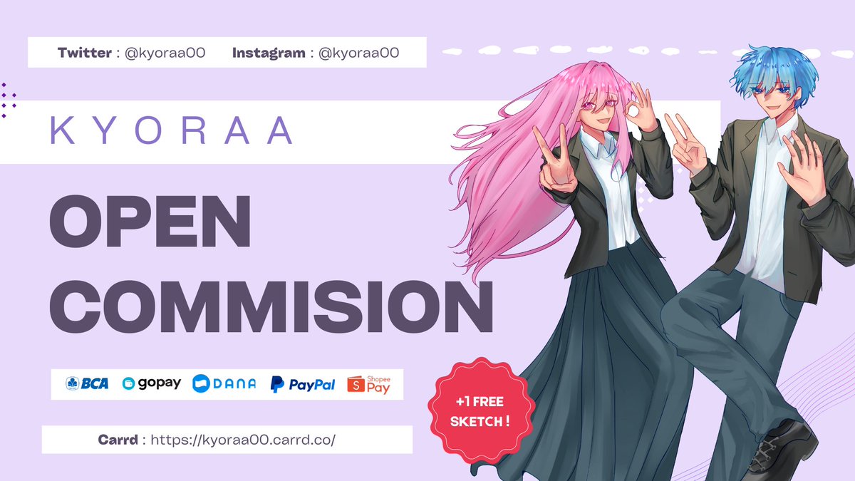 kyoraa00's tweet image. [‼️ OPEN COMMISSION ‼️]

I&apos;m opening local 🇮🇩 and international commissions! Just DM me if you&apos;re interested or have any question ^^!

Also you can get 1 free sketch! (even if you only order headshot!) ✨ 

[ RT and likes are very appreciated! (⁠ﾉ⁠◕⁠ヮ⁠◕⁠)⁠ﾉ⁠*⁠.⁠✧ ]