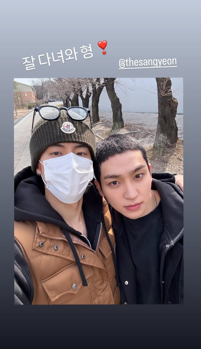 250317 eric.is.youngjae instagram story update with sangyeon #Sangyeon #상연 #Eric #에릭

🦄 come back safely hyung ❣️ @.thesangyeon