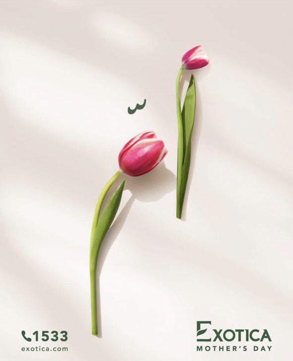 sugarpoppy's tweet photo. Building on their Valentine’s Day success, where the red rose shaped the Arabic word for “Love” (ّحب), this time Exotica rolls out a beautiful and symbolic tribute to moms ahead of Mother’s Day (March 21) with the tulips forming the word “ّأم” (Mother) in Arabic. #creativeads https://t.co/1y2IkB29n3