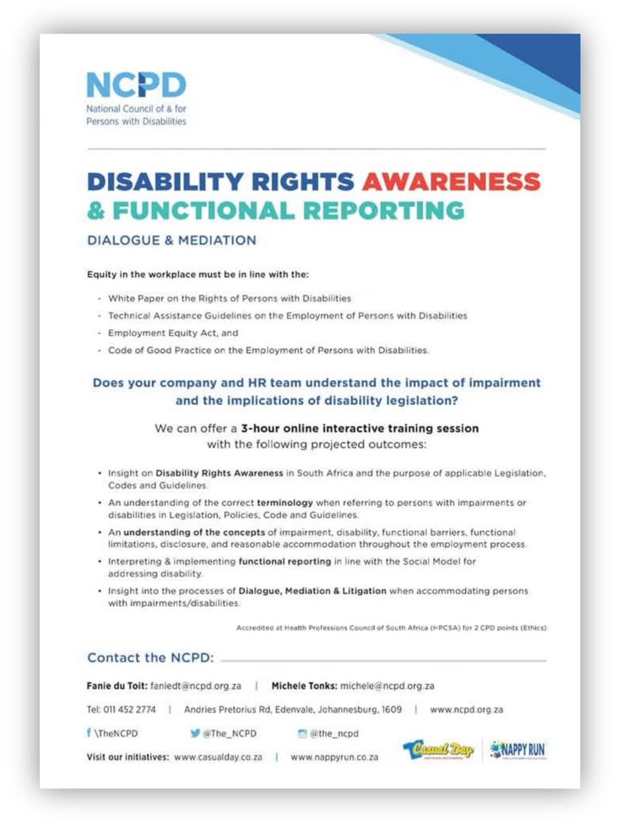 Are you interested in attending our accredited training session? We are excited to offer a few sponsored places for individuals with hearing disabilities! For more information or to reserve your sponsored spot, email faniedt@ncpd.org.za.