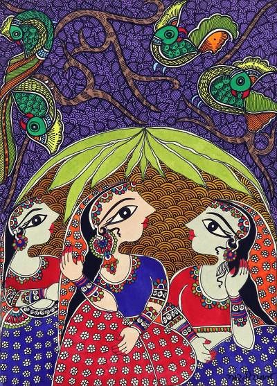 Bharti Dayal, Indian artist specialising in Madhubani art, originating as a women-only art form in the region of Mithila, India #womensart