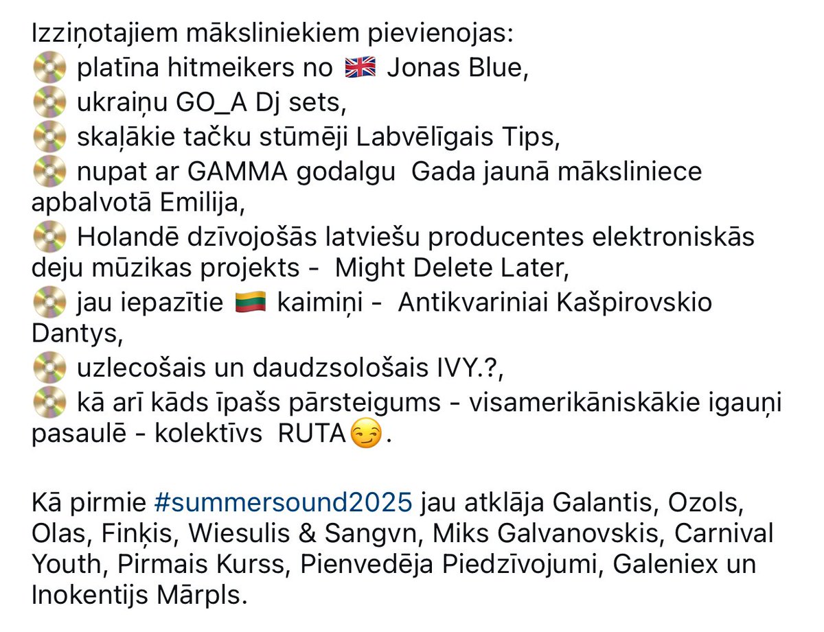 Laiks mazliet papildināt mūziķu listi! 🔥
Nevelc garumā - jau 31.03. cenu maiņa! 
🔗 summersound.lv/tickets