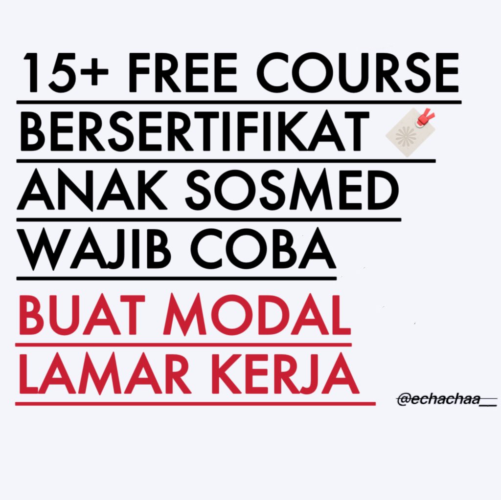chaayako's tweet photo. Anak sosial media yang pada mau upgrade CV 
bisa cobain 15+ kelas bersertifikat gratis dibawah ini nih 👇🏻
biar CV nya lebih dilirik HRD🤝🏻 https://t.co/AvlAjfPw5m