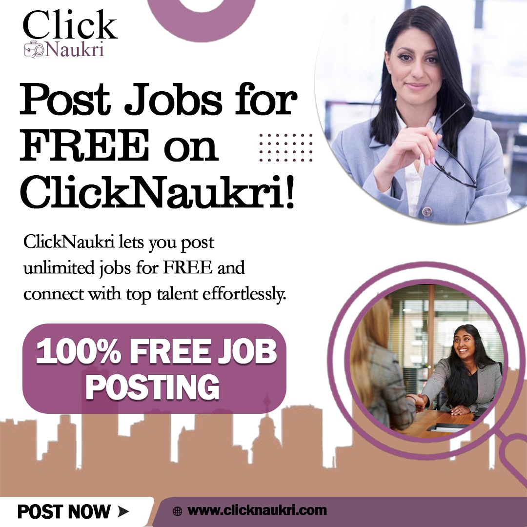 ClickNaukri's tweet image. 🚀 Hire for FREE on ClickNaukri!

Looking to fill job openings? Post jobs for FREE and connect with top talent instantly! 🎯
✅ Unlimited job postings – No cost! 💰
✅ Reach thousands of job seekers 👨‍💼
📢 Start hiring today! 👉 clicknaukri.com
#FreeJobPosting #NowHiring