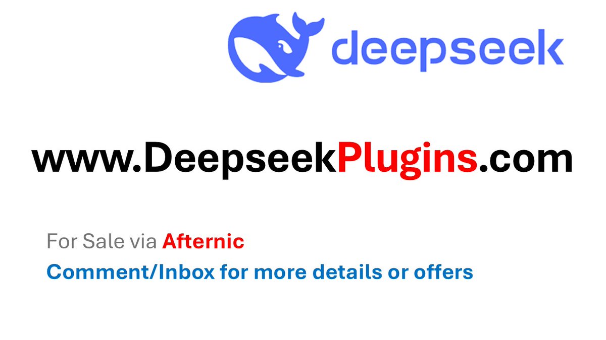 MoMiskDomains's tweet photo. https://t.co/695O0V1md4 for Sale on Afternic.
Inbox/Comment for Details/Offers.
#Domains #DeepSeek #ChatGPT #AI #Qwen #AIBOT #X #Linkedin #Twitter #Google #Afternic #Godaddy #DAN #Atom #Sedo #Crypto #DOGE https://t.co/i43OROMLrr