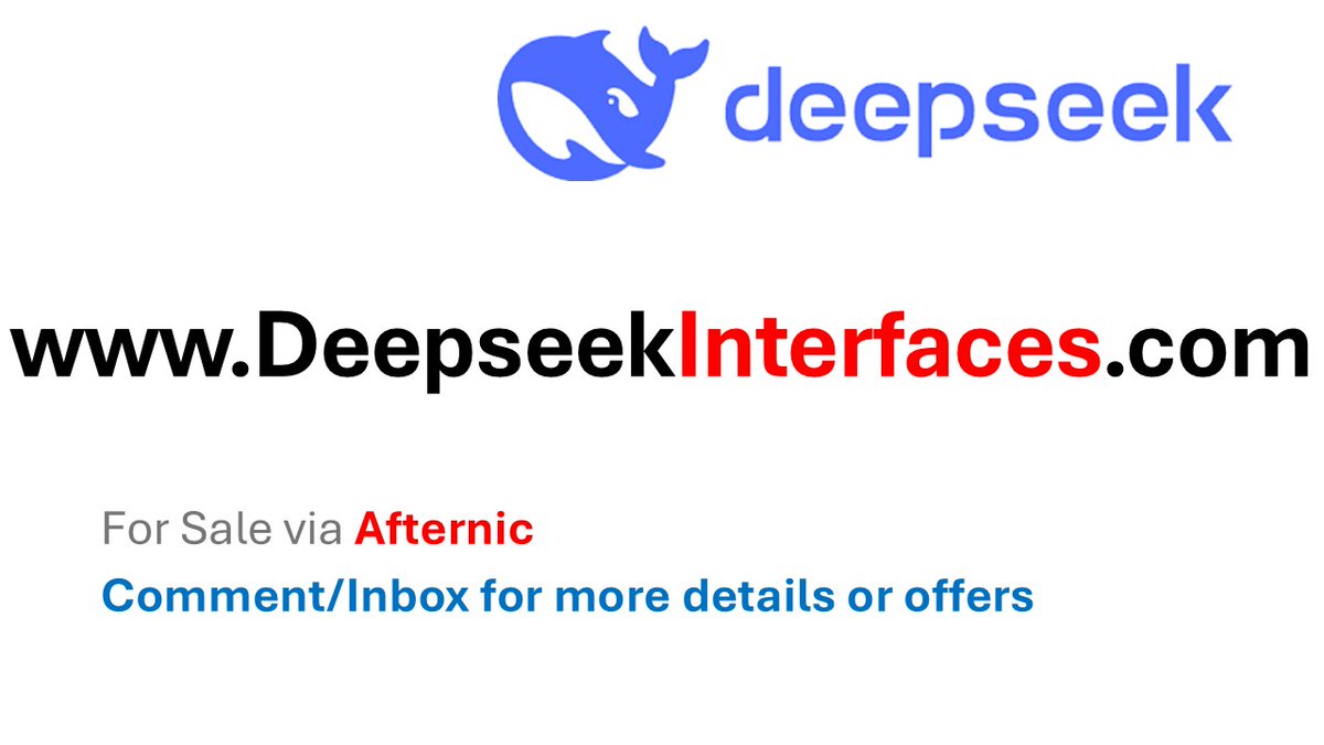 MoMiskDomains's tweet photo. https://t.co/k8Urb6eXeg for Sale on Afternic.
Inbox/Comment for Details/Offers.
#Domains #DeepSeek #ChatGPT #AI #Qwen #AIBOT #X #Linkedin #Twitter #Google #Afternic #Godaddy #DAN #Atom #Sedo #Crypto #DOGE https://t.co/3kzLRuq23o