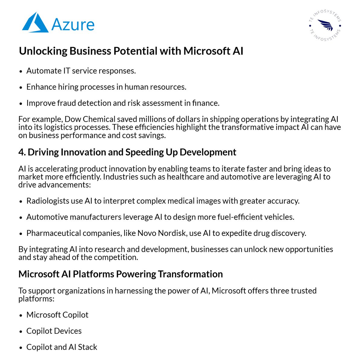 TEInfosystem's tweet photo. 🚀 Transform Your Business with Microsoft AI  

AI is reshaping industries, unlocking new opportunities, and driving business success. Here’s how:  

💡 Microsoft AI solutions like Copilot, Copilot+ PCs, and the AI Stack are helping businesses stay ahead. https://t.co/PSUc5Sxjpe