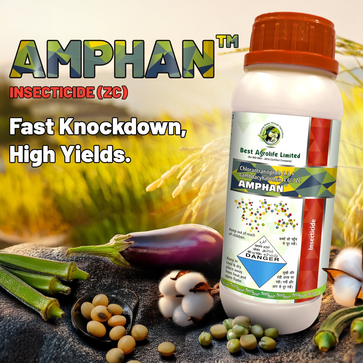 BestAgrolifeLtd's tweet photo. Amphan: Chlorantraniliprole 9.3% + Lambda 4.6% ZC. Effective on: Paddy, Cotton, Chilli, Soybean, Redgram, Brinjal &amp; Okra. 
Controls: Bollworms, Stem Borer, Thrips, Mites &amp; More! 
Foliar Spray | Compatible with Fungicides. 
#Amphan #BestAgrolife #CropProtection #SmartFarming https://t.co/7dCnvWCTGL