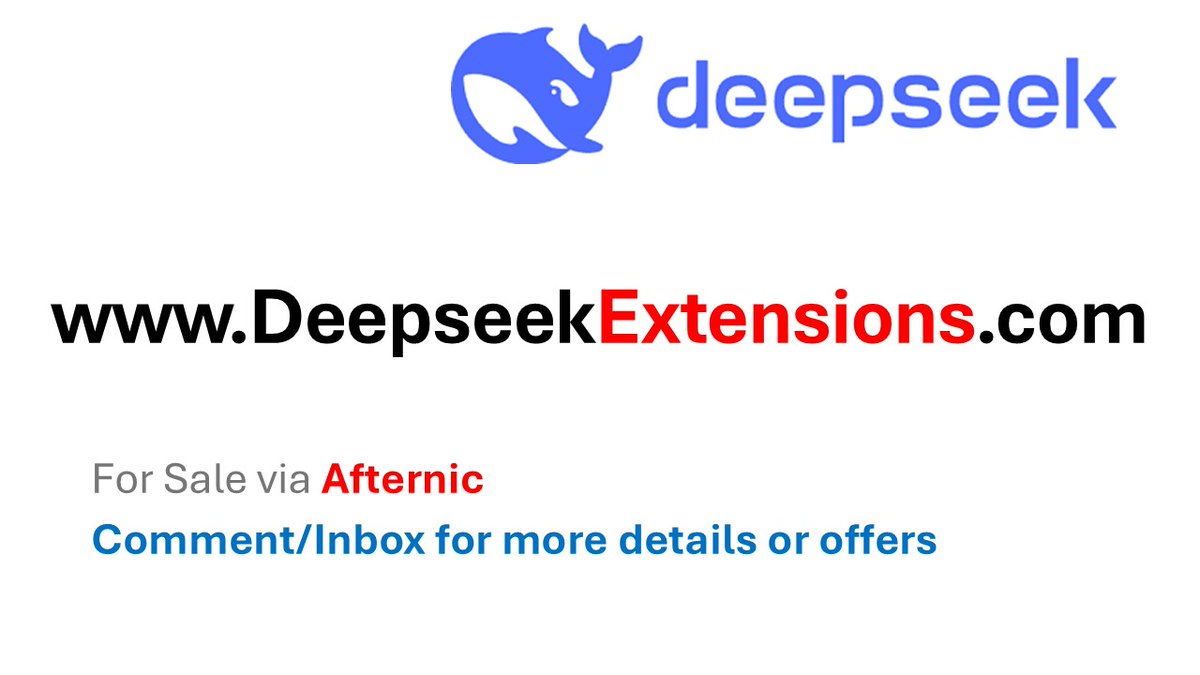 MoMiskDomains's tweet photo. https://t.co/bhJtv21qes for Sale on Afternic.
Inbox/Comment for Details/Offers.
#Domains #DeepSeek #ChatGPT #AI #Qwen #AIBOT #X #Linkedin #Twitter #Google #Afternic #Godaddy #DAN #Atom #Sedo #Crypto #DOGE https://t.co/aH5VAQq76h