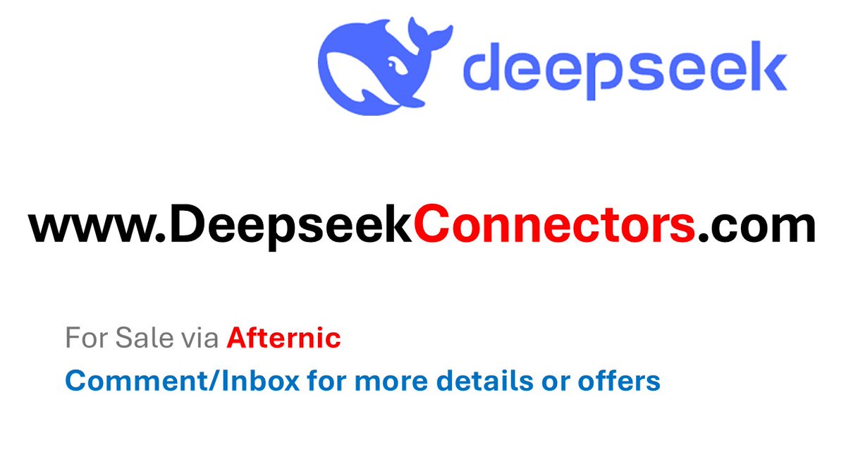 MoMiskDomains's tweet photo. https://t.co/OGlhTondd1 for Sale on Afternic.
Inbox/Comment for Details/Offers.
#Domains #DeepSeek #ChatGPT #AI #Qwen #AIBOT #X #Linkedin #Twitter #Google #Afternic #Godaddy #DAN #Atom #Sedo #Crypto #DOGE https://t.co/JYnYlR5XhO