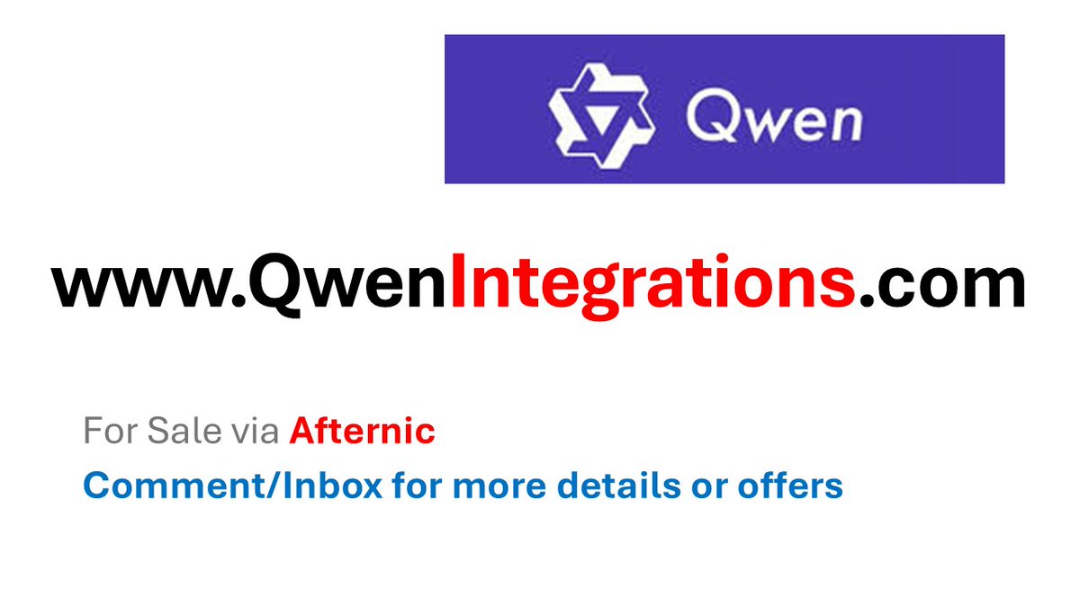 MoMiskDomains's tweet photo. https://t.co/a5I0PBZh4h for Sale on Afternic.
Inbox/Comment for Details/Offers.
#Domains #DeepSeek #ChatGPT #AI #Qwen #AIBOT #X #Linkedin #Twitter #Google #Afternic #Godaddy #DAN #Atom #Sedo #Crypto #DOGE https://t.co/JG1zHPsgK6