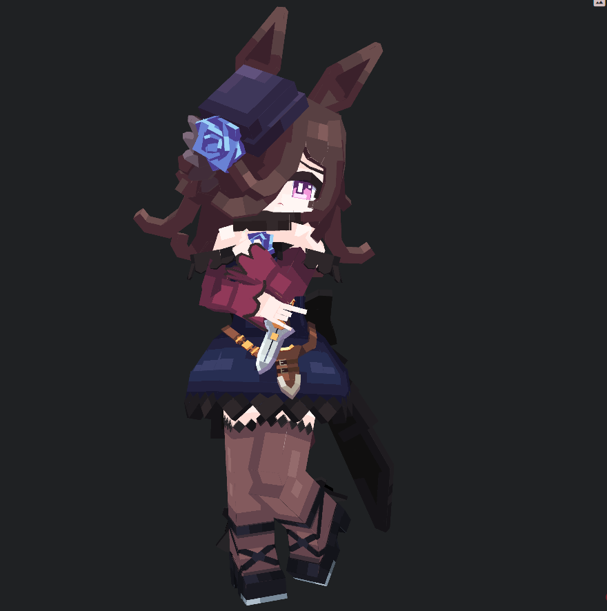 X7NXR's tweet image. #ライスシャワー #ウマ娘   #Blockbench #lowpoly #YSM