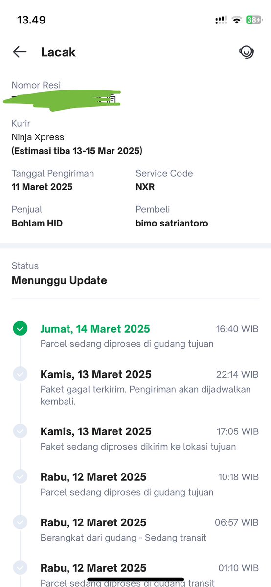 Gimana nich <a href="/ninjaxpress_id/">Ninja Xpress Indonesia</a> sampe sekarang blm nyampe juga barang gw. Udh 3x call cuma bantu follow up ke gudang doang. Terus gak ada info lagi, btw beli barangnya di <a href="/tokopedia/">Tokopedia</a> <a href="/TokopediaCare/">TokopediaCare</a>