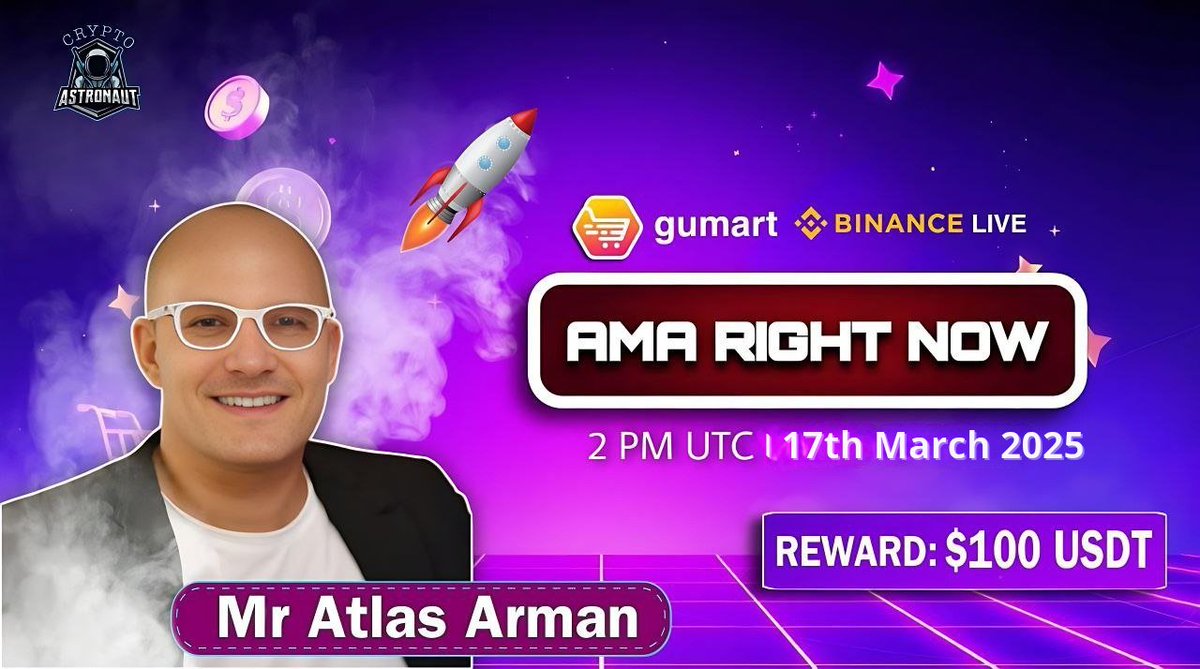 CryptoAs_TW's tweet photo. We are pleased to Announce our next AMA! With #GUMART

🔶𝗕𝗜��𝗔𝗡𝗖𝗘 𝗟𝗜𝗩𝗘 🔶

🎙️Guest - Atlas Arman

🎁Reward: $100 USDT

🏠Venue: https://t.co/KyflhRlU8o

📆Date: 17th March 2025

🕒Time: 2:00 PM UTC 

🔰Rules
Follow @CryptoAs_TW & @GumartEC

💠  Like,Retweet & Follow