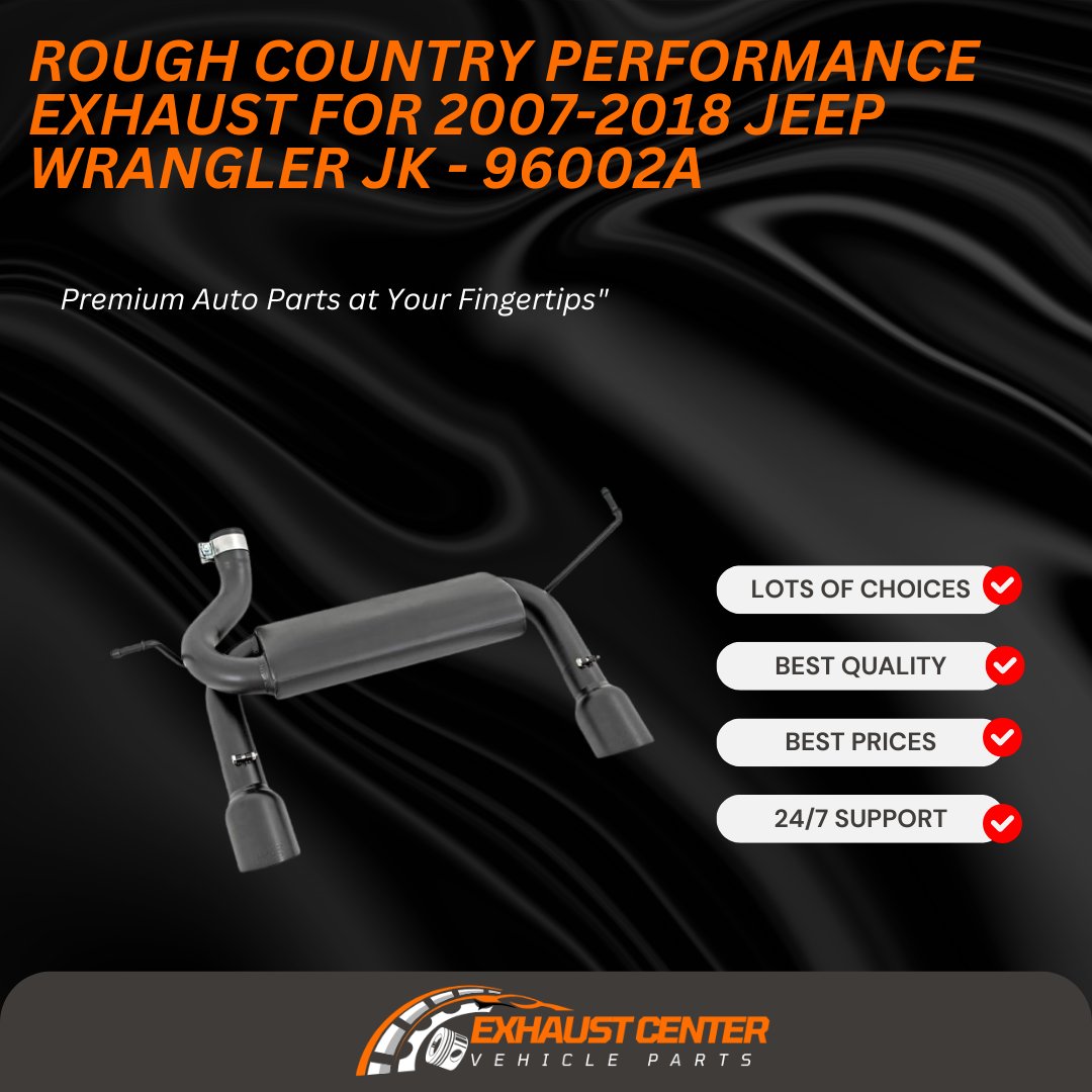 Exhaustcenter's tweet photo. Upgrade your ride with the Rough Country Performance Exhaust (96002A) for a deep, aggressive sound! 🚙💨

🔧 Compatible with:
🛻 2007-2018 Jeep Wrangler JK

Boost performance &amp; style—hit the trails with confidence! 🌲🏞️ #JeepWrangler #OffRoad #RoughCountry #PerformanceExhaust https://t.co/hRapCTSxgr