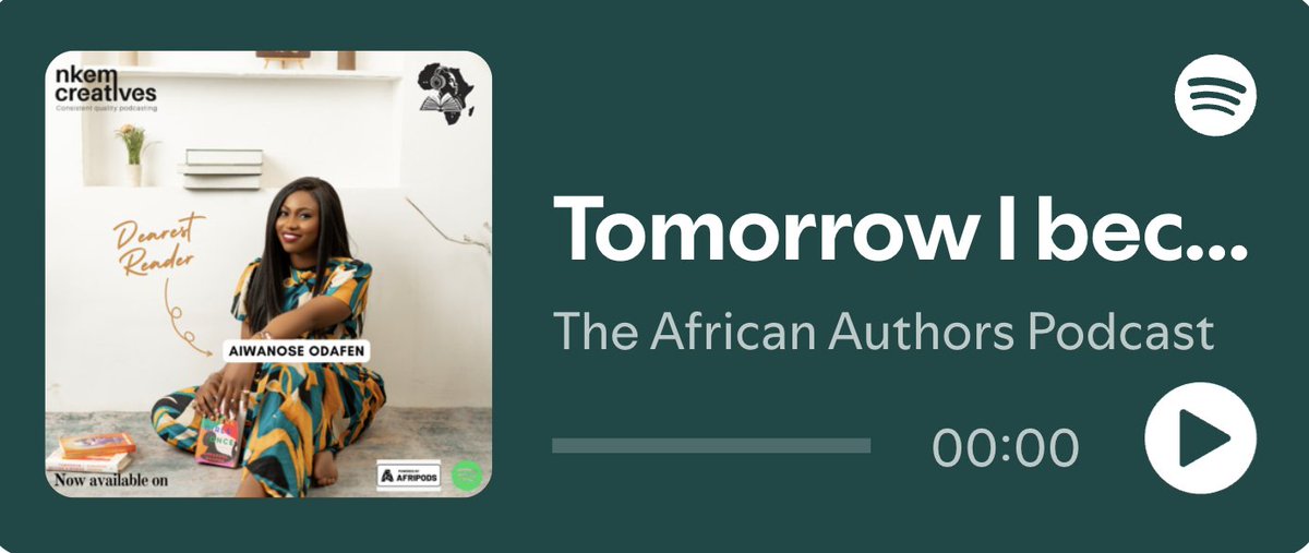 Nkemcreatives's tweet photo. We recently published the third episode of The African Authors Podcast with @aiwahannah.

We talked about the story behind the books "Tomorrow I Become a Woman" and "We Were Girls Once"

This podcast is for book lovers and writers. Listen here:

https://t.co/NhDZWmcMml https://t.co/2QnZjetVes
