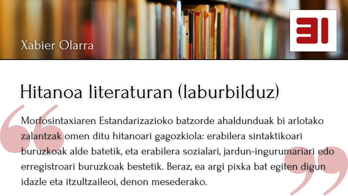 Gaur, gure blogean, "Hitanoa literaturan (laburbilduz)", Xabier Olarrak (<a href="/XOlarra/">Xabier Olarra</a>) idatzitako artikulua:
31eskutik.eus/2025/03/17/hit…