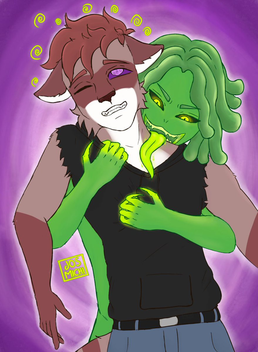 JosMichi's tweet photo. @xlyuz almost got eaten by the Covid 🦠 and not in the sexy way (?

Little drawing to help your mood and recovery ✨.

#furryarts https://t.co/f7cR5ePHqp