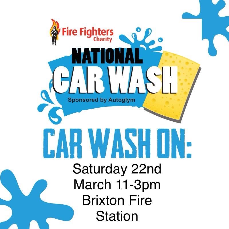 FireLambeth's tweet photo. Come and get your car washed 🚗🚙💦and meet the firefighters!!!

This Saturday between 11am and 3pm. 

Brixton Fire Station 
57 Gresham Road 
London 
SW9 7NP https://t.co/10TwWmNjcN