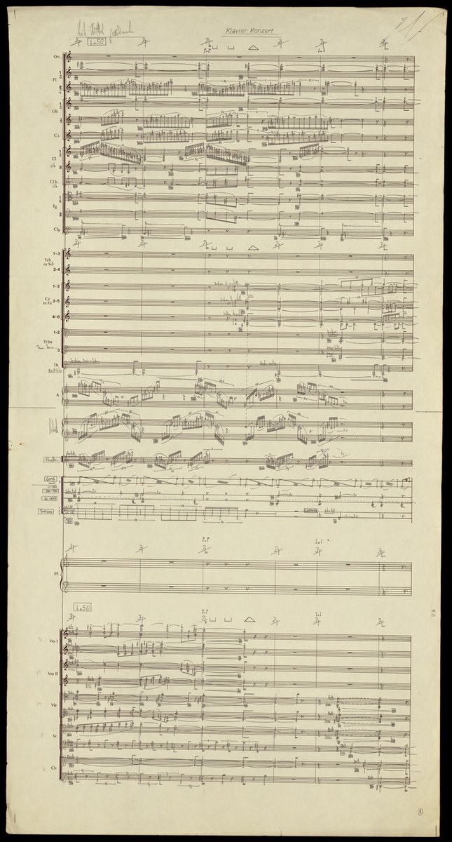 Partition autographe du chef d'orchestre  Giuseppe Sinopoli
31 décembre 1974
«Klavier Konzert»
Archives de la maison d'édition Ricordi.