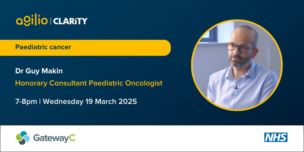Join our next webinar!

🕰️19/03 at 7pm

➡️ bigmarker.com/primary-care/P…

We will be joined by GatewayC to improve your knowledge on managing and detecting paediatric cancers in primary care. 

#Agilio #GatewayC #Webinar