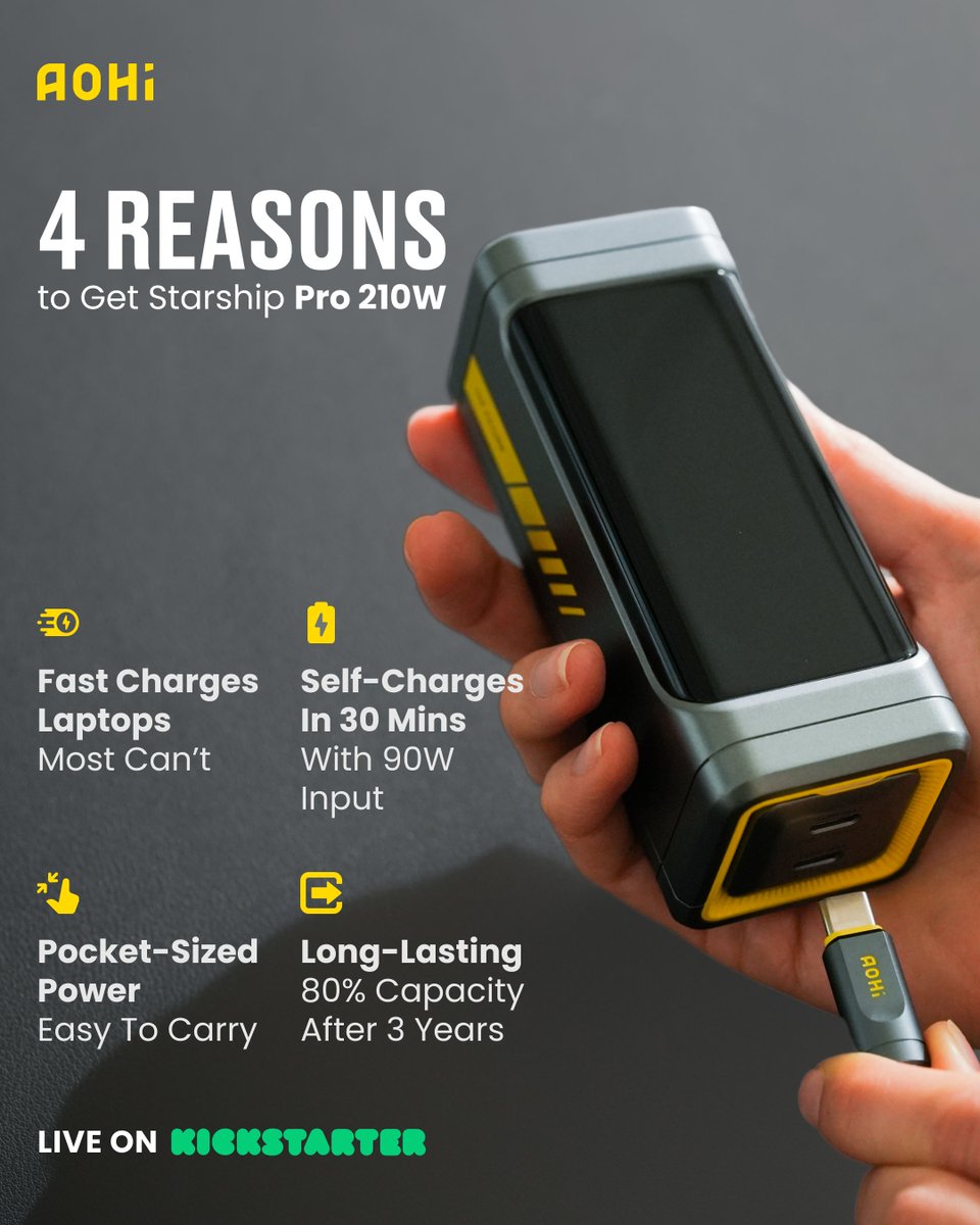 OfficialAohi's tweet photo. Power that works as fast as you do ⚡️

📌 Now live on Kickstarter—secure yours today! 🚀
🔗 https://t.co/W6AYzs6kXy

#powerbank #kickstarter https://t.co/QAmfZSVsUr
