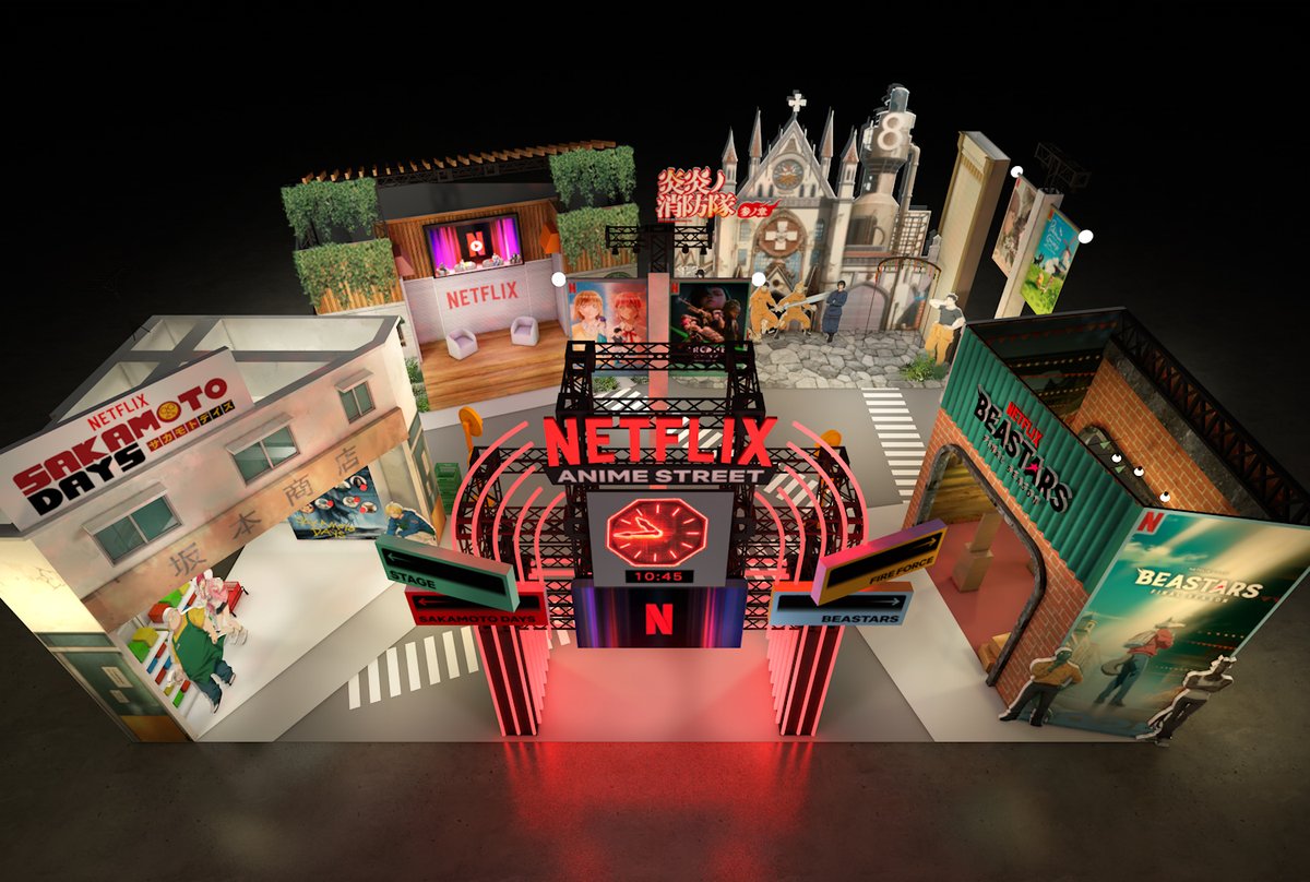 ||◤#AJ2025◢||
#ネトフリアニメ ブースの全体像を公開！

Netflix Anime Streetにちなんだアイテムも
気になるコンテンツは明日🚦

📸ストリートスナップについて
ストリートフォトグラファーの撮影には整理券が必要です。
配布時間：各日9:00～ ※なくなり次第終了
配布場所：ブース内ステージ付近