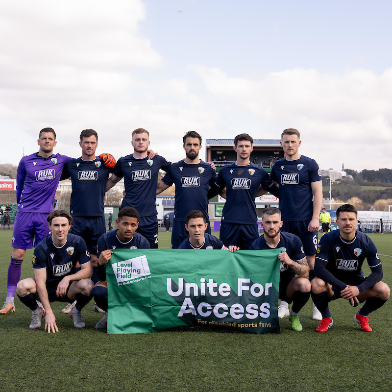 FAWales's tweet photo. Yesterday's Welsh Cup double header at Park Avenue was dedicated to @lpftweets, as the FAW continued its support of the #UniteForAccess campaign - championing inclusion &amp; accessibility for disabled fans 🙌

#JDWelshCup | #ButeEnergyWelshCup
