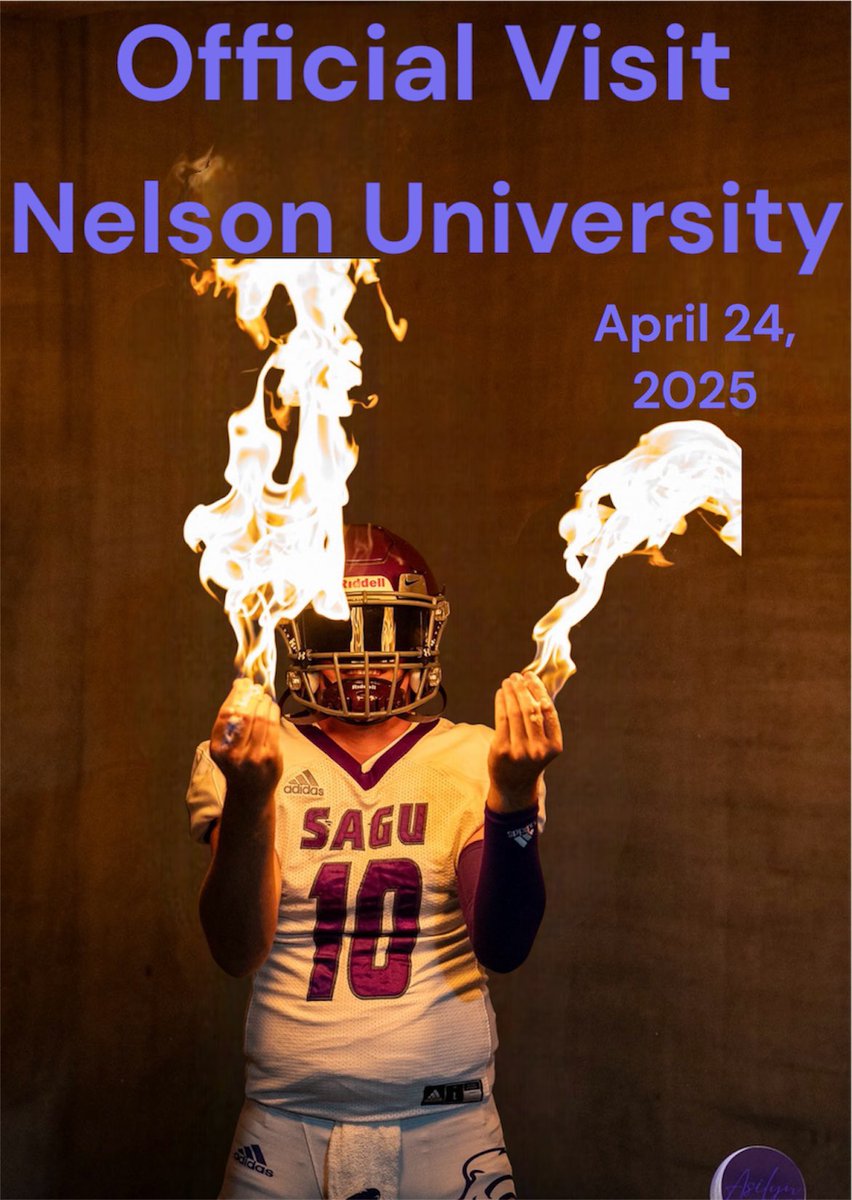 #AGTG i got an Official Visit to <a href="/NelsonUFootball/">NELSON Football</a> 4-24-25🦁🏈💪🏽💨 <a href="/coachanzaldua35/">Isaac Anzaldua</a> @coachjohnson99 @nelsonusports  <a href="/nelsonuedu/">Nelson University 🦁</a> @sooner_athletic #playnaia #sacproud @naia <a href="/NAIA/">NAIA</a>Ball <a href="/NAIAFBALL/">NAIAFBALL</a>