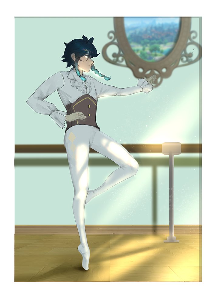 otakucake's tweet photo. Many years later, the Mondstadt Westwind Theater was rehearsing the ballet "The Biography of Barbatos". Reporters from Fontaine were invited to enter the dance studio and take pictures of the rehearsal on a sunny afternoon.
#GenshinImpact #Venti #Barbatos https://t.co/KL4nc9Pa2g