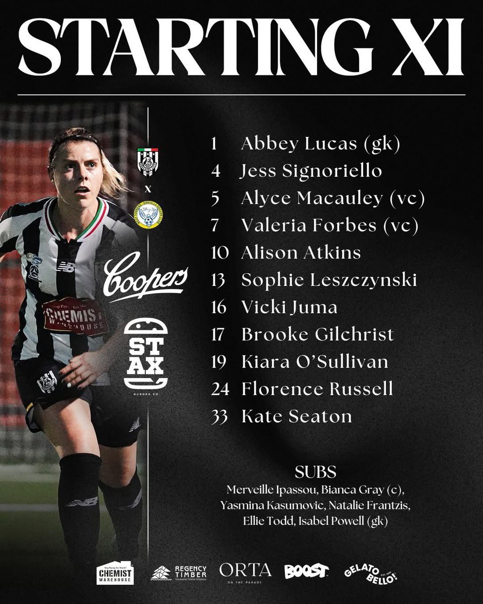 WNPL ROUND TWO STARTING XI 🦓

🆚 @wtbirkalla
⏰ Monday @ 6:15pm
🏟️ Adelaide City Park

Watch it via FSA Leagues on YouTube!

⚫️⚪️

#ThisIsOurCity