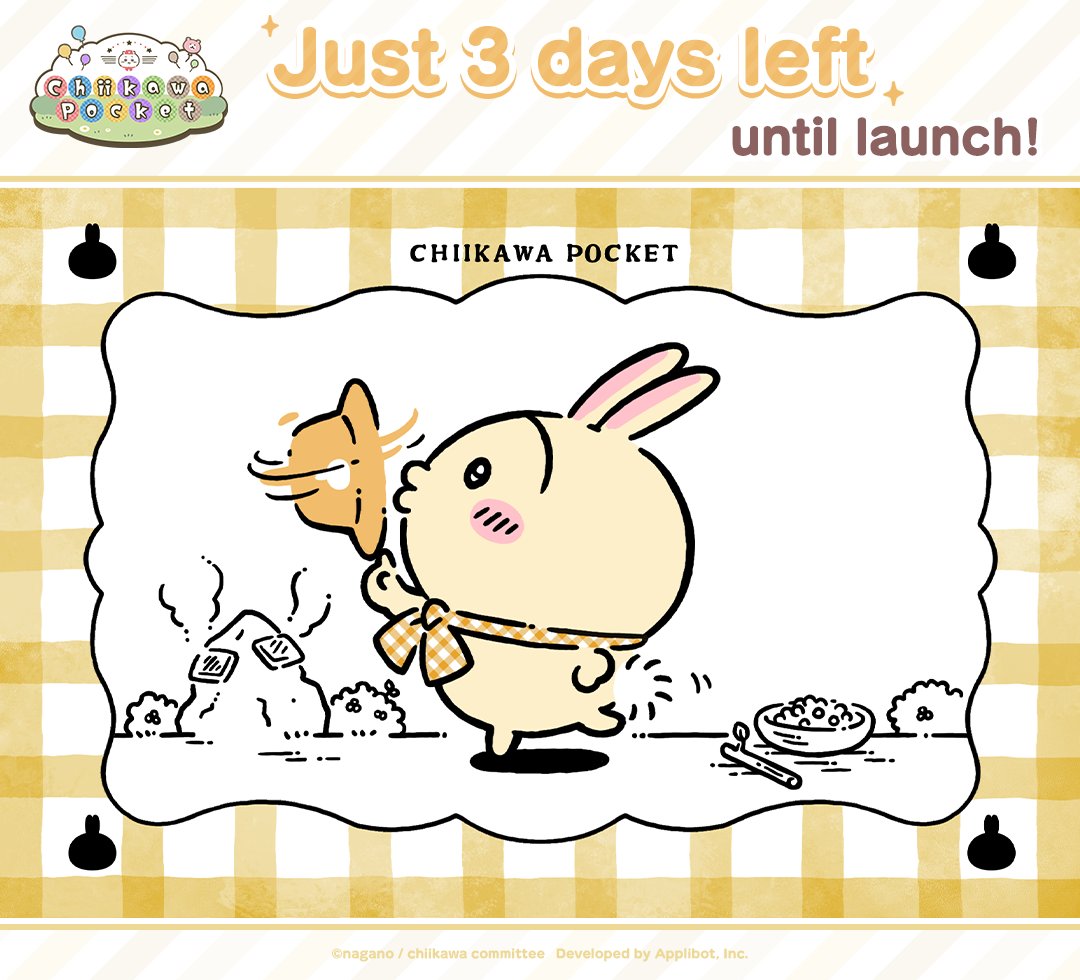 chiikawa_pt_en's tweet photo. ◤￣￣￣￣￣￣￣￣￣￣￣￣￣￣￣￣￣￣
   #ChiikawaPocket Release Countdown:
                    3 Days Left! 📢
＿＿＿＿＿＿＿＿＿＿＿＿＿＿＿＿＿＿◢

#Chiikawa https://t.co/BVWsV5japy