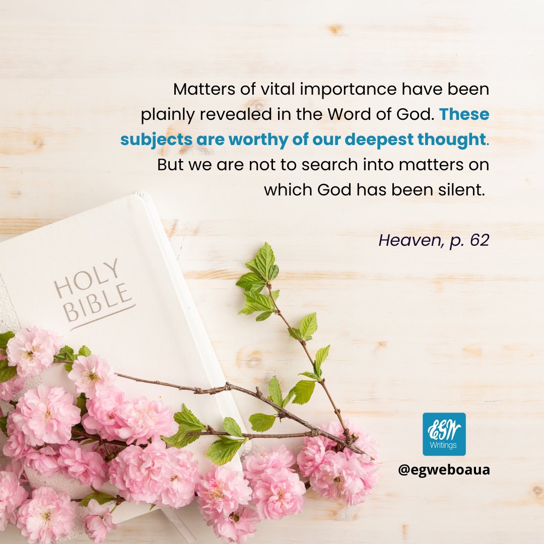 Matters of vital importance have been plainly revealed in the Word of God. These subjects are worthy of our deepest thought. But we are not to search into matters on which God has been silent. - Ellen G. White
#egwwritings 
#WordOfGod
#Faith
#DivineRevelation
#SpiritualGuidance
