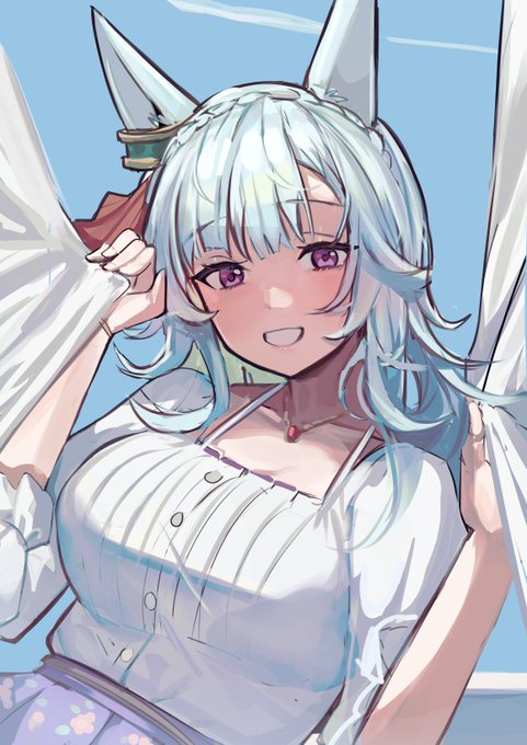 君が空に溶けてしまいそうな青空だねえ

春の陽気にうそぶくと

「ふふふ、消えてしまったら大変だからトレーナーさんにつかまってないと」

そういって彼女は私の胸にとびこんでくる

#ウマ娘 メジロアルダン 