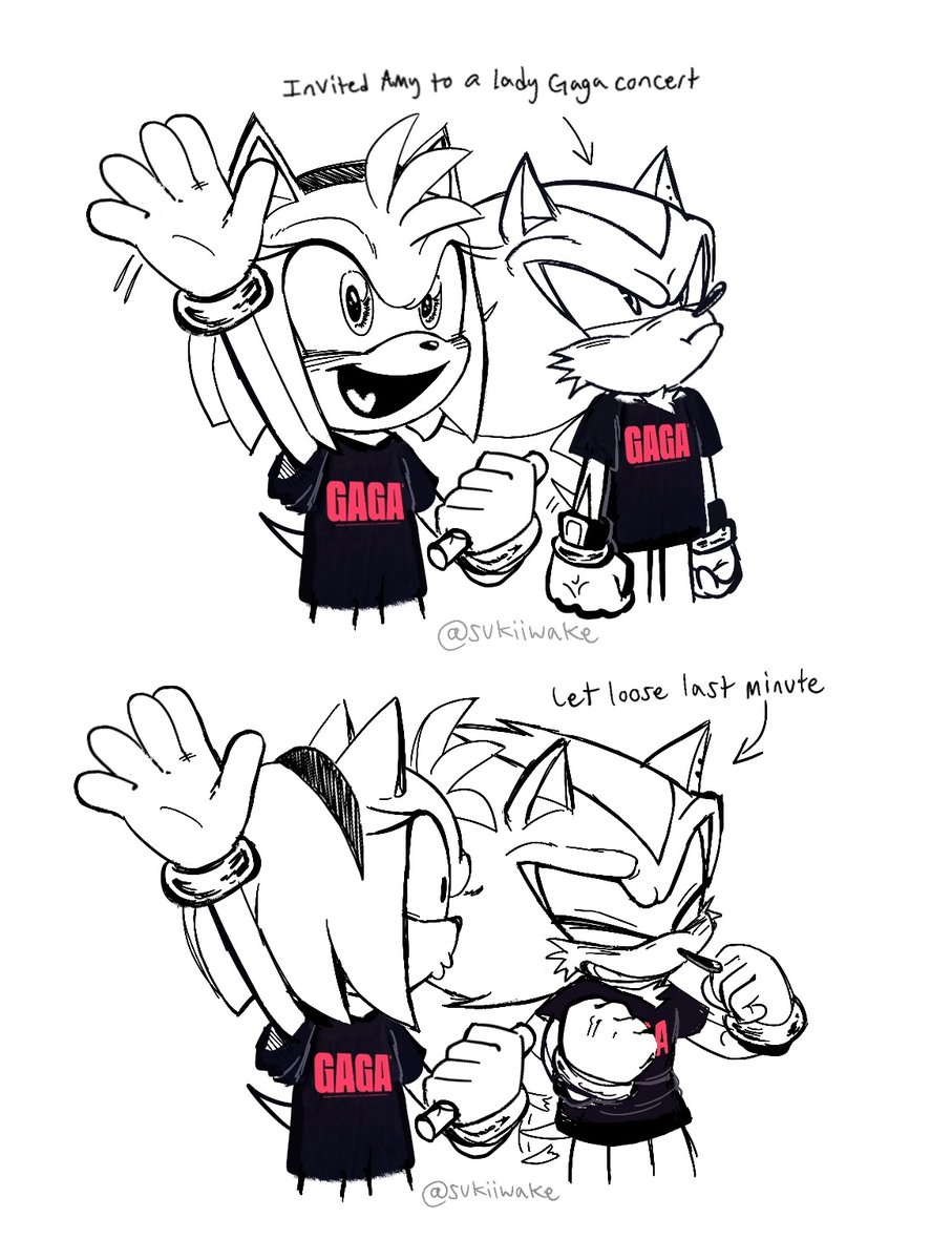 I totally see them going to a Gaga concert #ShadowTheHedgehog #sonic #sonicfanart #shadamy #sth #amyrose