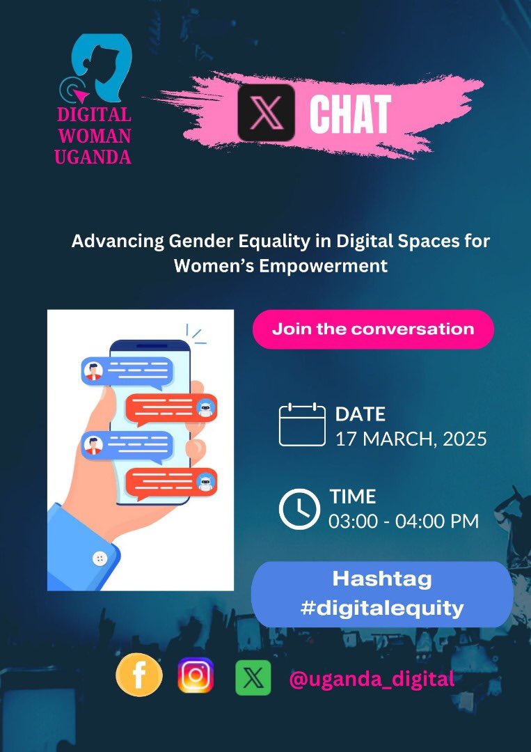 Digital Woman Uganda (@uganda_digital) on Twitter photo Today we discuss strategies,challenges and solutions in advancing gender equality in digital spaces for women empowerment.
#digitalequity
<a href="/cipesaug/">CIPESA</a> <a href="/APC_News/">APC</a> <a href="/EnabelinUganda/">Enabel in Uganda</a> <a href="/AU_WGYD/">African Union Women, Gender & Youth Directorate</a> <a href="/WHRDhub/">Women Human Rights Defenders Hub - The Kenya Hub</a> <a href="/DisabilityLane/">The Disability Lane</a> Today we discuss strategies,challenges and solutions in advancing gender equality in digital spaces for women empowerment.
#digitalequity
<a href="/cipesaug/">CIPESA</a> <a href="/APC_News/">APC</a> <a href="/EnabelinUganda/">Enabel in Uganda</a> <a href="/AU_WGYD/">African Union Women, Gender & Youth Directorate</a> <a href="/WHRDhub/">Women Human Rights Defenders Hub - The Kenya Hub</a> <a href="/DisabilityLane/">The Disability Lane</a>