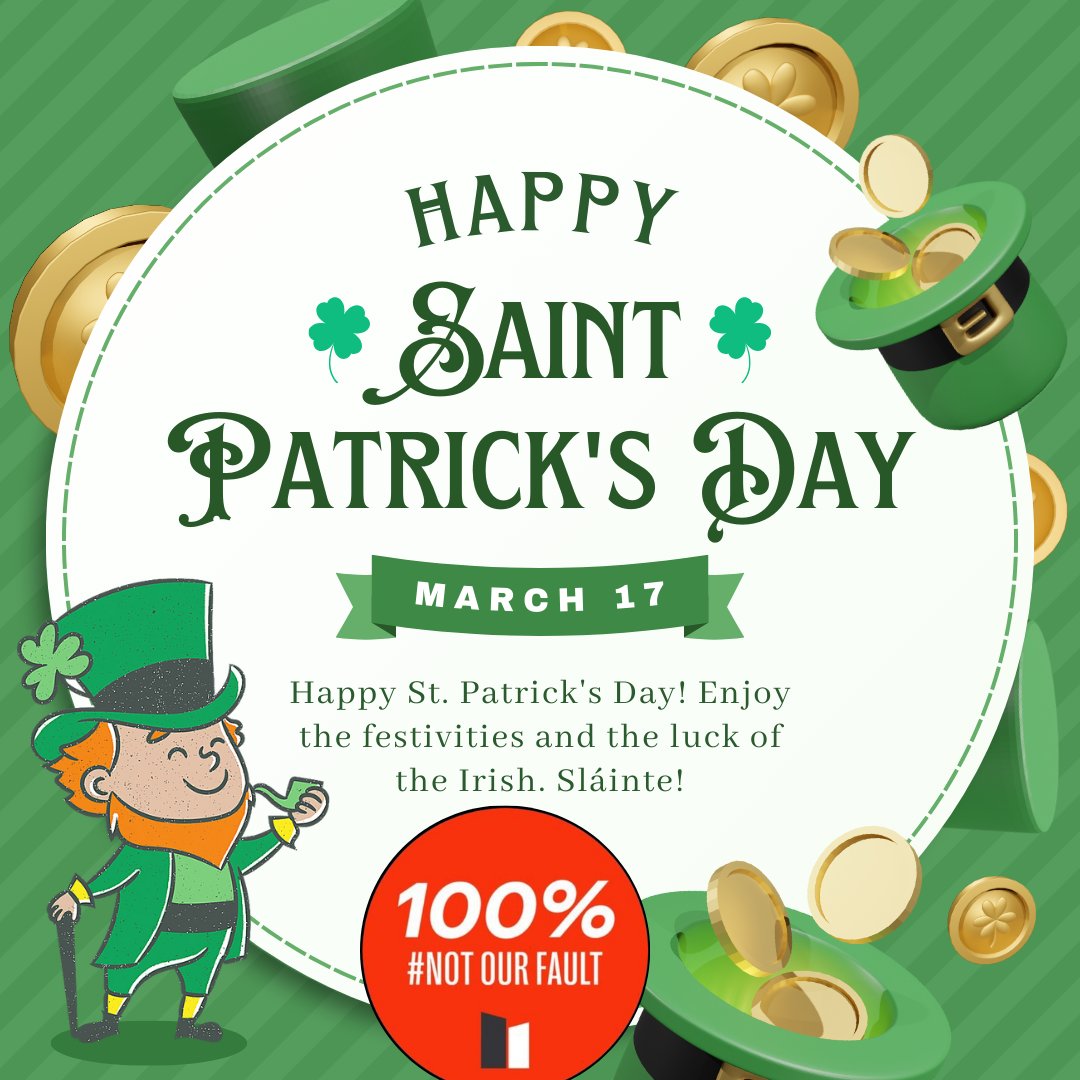 NotOurFault100's tweet image. Wishing everyone a happy and safe #StPatricksDay2025 🍀🇮🇪
#notourfault100 #firedefects #apartmentdefects #StPatricksDay #lafeilepadraig
#Ireland