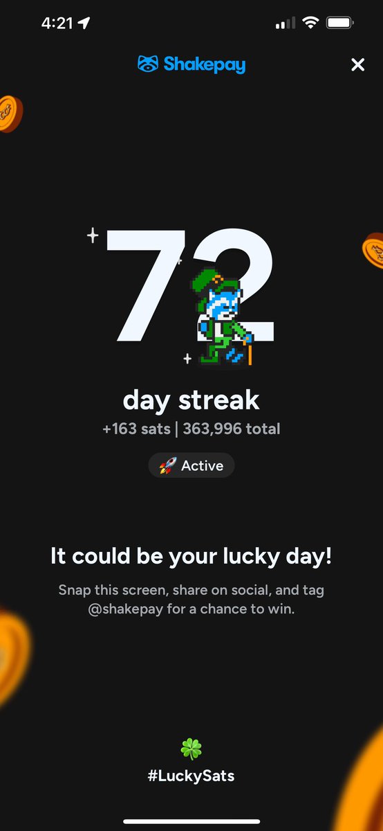 MaxxEmond's tweet photo. its my lucky day! @shakepay 
#luckysats
shaketag : @maxdemo https://t.co/QdRy4clAtf
