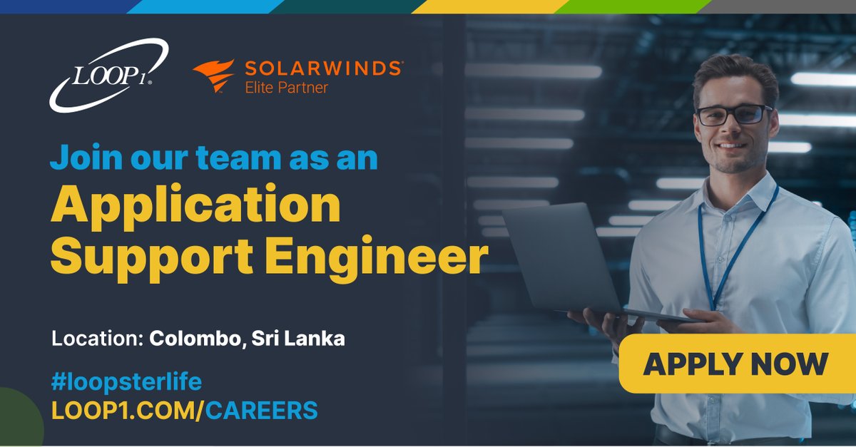 Loop1Global's tweet image. We&apos;re hiring! Loop1 is looking for an Application Support Engineer to join our successful Sri Lanka team.

Are you interested in joining us?

View the job and apply here:
hubs.ly/Q03c1rR80

#loop1 #hiring #loopster #srilanka #itservices #teambuilding #careers